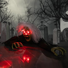 Load image into Gallery viewer, Hourleey Halloween Outdoor Decorations, Animated Zombie Groundbreaker Climbing Prop with Lighted Eyes and Scary Sound, Halloween Decor for Graveyard Haunted House Indoor Lawn Yard

