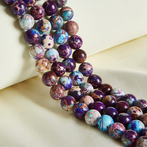 45pcs 8mm Natural Colorful Imperial Jasper Beads Gemstone Beads Round Loose Beads for Jewelry Making