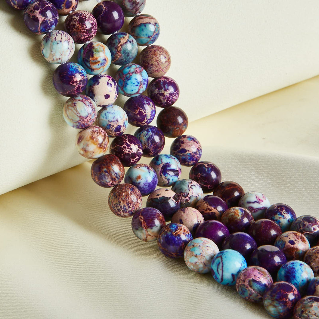 45pcs 8mm Natural Colorful Imperial Jasper Beads Gemstone Beads Round Loose Beads for Jewelry Making