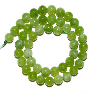 Natural Gemstone Beads 6mm Green Peridot Beads Polished Round Smooth Stone Beads for Bracelets Jewelry Making 15inch Loose Beads