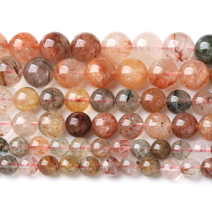 6MM 60PCS Natural Crystal Stone Colorful Rutilated Quartz Beads for Jewelry Making DIY Bracelet