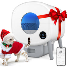 Load image into Gallery viewer, Cumrige Self Cleaning Litter Box, Large Capacity Automatic Cat Litter Box Self Cleaning for Cats, App Control,Safety Protection, 2 Roll Garbage Bags,White &amp; Grey
