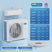 Load image into Gallery viewer, ROVSUN 4 Zone 38000 BTU (12K/12K/12K/12K) Mini Split AC/Heating System, 20 SEER2 Quad Zone Ductless Wall Mounted Air Conditioner with Pre-Charged Condenser, Heat Pump &amp; 25Ft Line Set, 208-230V
