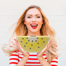 Load image into Gallery viewer, Evevictor Clutch Purse for Women, Crystal Evening Bag, Watermelon Shape Handbag, Rhinestone Money Hand Bag for Prom, Party, Date (Yellow)
