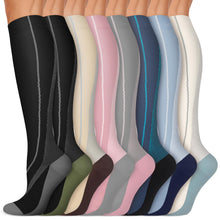 Load image into Gallery viewer, Iseasoo Copper Compression Socks 15-20 mmHg for Men &amp; Women 8 Pairs – Circulation Support for Nurses, Travel, Running, Hiking, Soccer（L/XL）
