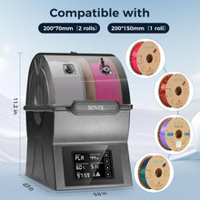 Load image into Gallery viewer, Sovol Filament Dryer, SH02 Dry Box Filament Sealed Storage Box 3D Printer Spool Holder with PTC Heater, Filament Dehydrator with Touch Screen, One Key Set, Compatible with PLA PETG TPU ABS 1.75/2.85mm
