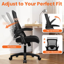 Load image into Gallery viewer, NEO CHAIR Office Desk Gaming Chair Computer High Back Mesh Seat with Rolling Wheels Ergonomic Adjustable Comfy Flip-up Armrests Lumbar Support Height for Home (Black)
