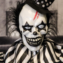 Load image into Gallery viewer, Haunted Hill Farm Scary Talking Groundbreaker Clown, Halloween Animatronic with Motion and Touch Activated Lights and Sounds, Battery Operated Indoor or Covered Outdoor Halloween Decorations

