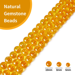60pcs 6mm Natural Citrine Beads Gemstone Beads Round Loose Beads for Jewelry Making
