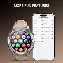 Load image into Gallery viewer, Men's Outdoor Smartwatch, Standalone GPS &amp; Offline Maps, 5ATM Waterproof, 1.43" AMOLED, 4GB Memory, 178 Sports Modes, Compass, Heart Rate/SpO2/Stress/Sleep Monitor, Compatible Android and iOS Khaki
