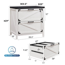 Load image into Gallery viewer, JXQTLINGMU 2 Drawer Farmhouse File Cabinet, Lateral Filing Cabinet with Lock for Home Office, Compatible Legal Letter A4 F4 Size, White
