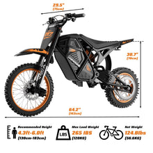 Load image into Gallery viewer, Windone RM7 Electric Dirt Bike for Teens &amp; Adults, 48V 22.5Ah, 37MPH &amp; 45-Mile Electric Motorcycle, 2200W Ebike, 14"/12" Off-Road Tire E-Bike, Dual Hydraulic Brakes, Full Suspension, Glossy Black
