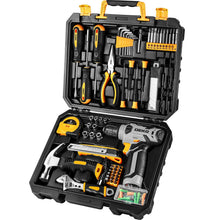 Load image into Gallery viewer, DEKOPRO Tool Set：Tool Kit with 8V Cordless Drill,Tool Box with Drill,Hand Drill Set for Men &amp; Women,Home Tool Kits for House Repair,Handyman,DIY 126 Piece

