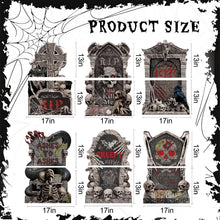 Load image into Gallery viewer, GXGGUS 6Pcs 26" Large Halloween Tombstone Yard Signs, Outdoor Gravestone Decor for Graveyard with Stakes, Scary Cemetery Lawn Garden Decorations for Party
