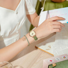 Load image into Gallery viewer, Valence Womens Watches, 2025 Italian Genuine Leather Small Face Wristology Watches for Women, Valentine&#39;s Day Gift Fashion Ladies Watch, Advanced Texture Dial Watches with Green Cloth Strap
