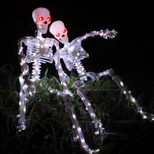 Load image into Gallery viewer, Starweeks Halloween Decorations Outdoor Skeletons Set - 2 Pack 36" (90cm) Light Up Skeleton with LED Lights &amp; 2 Red Eyes, Poseable Full Body, Indoor Halloween Decor for Yard, Porch (White)
