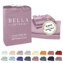 Load image into Gallery viewer, Bella Coterie Luxury Bamboo Viscose Queen Size Sheet Set | 100% Organically Grown | Ultra Soft | Cooling for Hot Sleepers | 18" Deep Pocket [Lilac]
