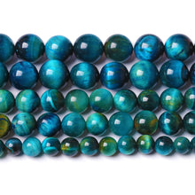 Load image into Gallery viewer, 6mm 60PCS Peacock Blue Tiger Eye Stone Beads Natural Crystal Spacer Loose Beads for Jewelry Making DIY Bracelet Semi Precious 1 Strand 15 inches
