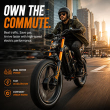 Load image into Gallery viewer, 2026 eAhora Romeo Pro 3 Electric Bike for Adult, Peak 5600W Dual Motor, 50mph, 60V 80Ah Battery, 250 Miles Long Range, 26”*4.0 Fat Tire, Air Suspension, App, Commute, Delivery, All-terrian
