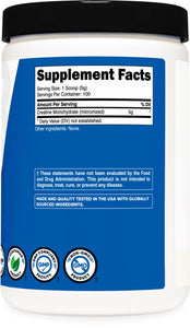 Nutricost Creatine Monohydrate Micronized Powder 500G, 5000mg Per Serv (5g) - Micronized Creatine Monohydrate, 100 Servings, 17.9 Ounces
