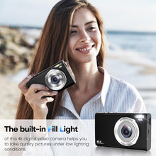 Load image into Gallery viewer, Digital Camera, Autofocus UHD 4K Vlogging Camera with 32GB Card, 48MP 16X Digital Zoom Digital Camera, Anti-Shake Portable YouTube Compact Point Shoot Camera for Teens Adult Beginner(Black)
