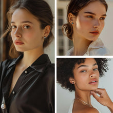 Load image into Gallery viewer, YAMI Pearl Earrings for Women, Saltwater Cultured Pearls 6-10MM, 925 Sterling Silver Hypoallergenic Earrings for Women, Black Stud Earrings for Sensitive Ears, Jewelry Gifts, 8-8.5MM

