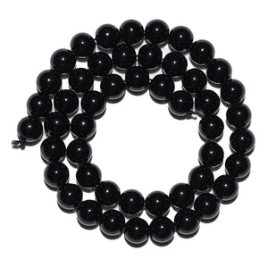 Natural Gemstone Beads 6mm Black Onyx Agate Beads Polished Round Smooth Stone Beads for Bracelets Jewelry Making 15inch Loose Beads