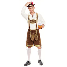 Load image into Gallery viewer, Spooktacular Creations Halloween Men Oktoberfest Costume Set, Lederhosen Men with German Bavarian Hat, Beer Costume, Adults Halloween Brown Outfit for Beer Festival Party (X-Large)
