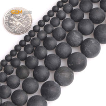 Load image into Gallery viewer, GEM-Inside 8mm Natural Black Tourmaline Gemstone Frosted Matte Rond Spacer Loose Beads for Jewelry Making 15&quot;
