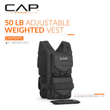 Load image into Gallery viewer, CAP Barbell Adjustable Weighted Vest, 50 lb, Black
