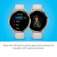 Load image into Gallery viewer, Garmin Venu 3S Soft Gold Stainless Steel Bezel 1.2-Inch AMOLED Touchscreen Display Smart Watch with 41mm Ivory Case and Silicone Band
