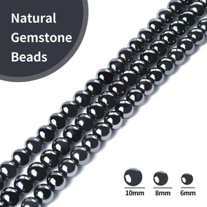 45pcs 8mm Natural Black Hematite Beads Gemstone Beads Round Loose Beads for Jewelry Making