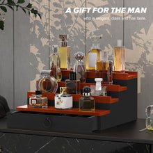 Load image into Gallery viewer, upcessory Cologne Organizer for Men, 4 Tier Cologne Stand, Cologne Shelf with Drawer and Hidden Compartment Perfume Display Holder
