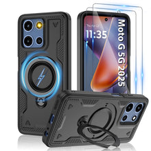 Load image into Gallery viewer, Gritup for Moto G 5G 2025 &amp; Moto G 5G 2026 Magnetic Case,Compatible with MagSafe &amp; [HD Screen Protector×2],Metal Rotated Kickstand,Military Grade Drop Proof Anti-Fingerprint Protective,Black
