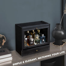 Load image into Gallery viewer, Emfogo Cologne Organizer for Men, Solid Wood Perfumes Organizer for Men Dresser, Large Capacity Dustproof Cologne Holder with Drawer Storage Perfume Stand Organizer, Gift for Men (Black)
