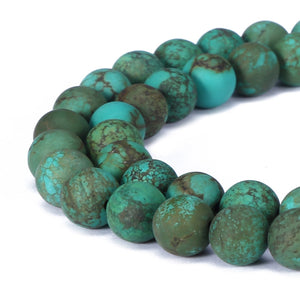 Gorgeous Natural Fushia Drusy Agate Gemstone Matte Round Loose Beads for Jewelry Making (6MM, Dark Green Turquoise)