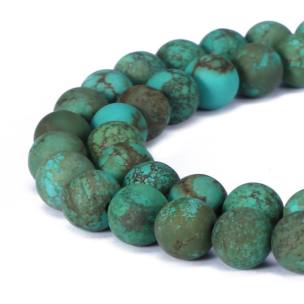 Gorgeous Natural Fushia Drusy Agate Gemstone Matte Round Loose Beads for Jewelry Making (6MM, Dark Green Turquoise)