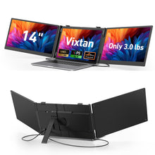 Load image into Gallery viewer, Vixtan 14" Triple Laptop Screen Extender, 3.0 lbs Lightweight FHD IPS Portable Monitor for Laptop, USB-C Plug &amp; Play Multi Screen Attachment for 13-17.3" laptops with Windows/Mac/Chrome
