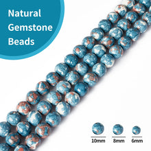 Load image into Gallery viewer, 60pcs 6mm Natural Blue Rain Flower Beads Gemstone Beads Round Loose Beads for Jewelry Making
