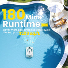 Load image into Gallery viewer, (2026 Upgrade) Cordless Robotic Pool Cleaner, Automatic Pool Vacuum for Above Ground &amp; Inground Pools, 180-Min Runtime, 3L Basket for Leaves &amp; Debris, Auto-Parking, Powerful Suction up to 2200 Sq.Ft
