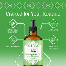 Load image into Gallery viewer, Siva Eucalyptus Essential Oil, Glass Bottle with Dropper, 4 Fl Oz (118 ml)
