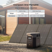 Load image into Gallery viewer, EF ECOFLOW Solar Generator DELTA 2 Max 2048Wh with 2x220W Solar Panel, LFP Battery Portable Power Station, Up to 3400W AC Output, AC + Solar Fast Dual Charging Full Charge in 1 Hr For Camping RV
