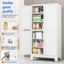 Load image into Gallery viewer, GAIOUS 79'' Metal Pantry Storage Cabinet with 4 Door and Adjustable Shelves
