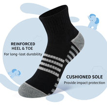 Load image into Gallery viewer, Comfoex Boys Socks 4-6 6-8 8-10 Years Old Athletic Quarter Socks Ankle Sports Socks With Cushioned Sole 6 Pairs
