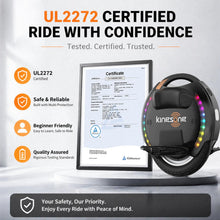Load image into Gallery viewer, KINGSONG 14DPro Electric Unicycle: UL2272 Certified, 30km/h Top Speed, 32° Climbing, 800W Rated / 2400W Max Power, 420Wh Battery – Self-Balancing One Wheel EUC for Adults &amp; Teens Commuting (Black)
