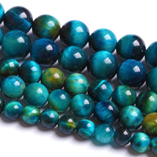 Load image into Gallery viewer, 6mm 60PCS Peacock Blue Tiger Eye Stone Beads Natural Crystal Spacer Loose Beads for Jewelry Making DIY Bracelet Semi Precious 1 Strand 15 inches
