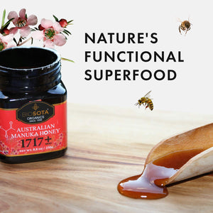 BIOSOTA Organic Manuka Honey MGO 1717+ - Medical Grade Manuka Honey from Australia NPA/ULF 31+, 100% Raw Unheated Pure Honey, 8.8oz