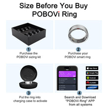 Load image into Gallery viewer, POBOVi Smart Ring - Health &amp; Sleep Tracker, Continuous SpO2 &amp; Heart Rate Monitor, Stress Management, NFC Wireless Charging, 6-Day Battery, Water-Resistant(IP68), iOS &amp; Android Compatible (Silver, 11)
