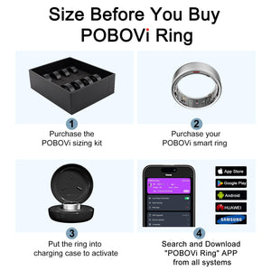 POBOVi Smart Ring - Health & Sleep Tracker, Continuous SpO2 & Heart Rate Monitor, Stress Management, NFC Wireless Charging, 6-Day Battery, Water-Resistant(IP68), iOS & Android Compatible (Silver, 11)
