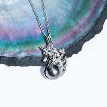 Load image into Gallery viewer, mihiarii Tahitian Black Pearl Unicorn Necklaces Moissanite Sterling Silver Birthday Anniversary Mothers Day Valentines Day Christmas Graduation Gifts for Mom Her Women
